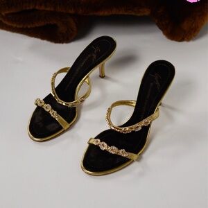 GIUSEPPE ZANOTTI GOLD RHINESTONE HEELS